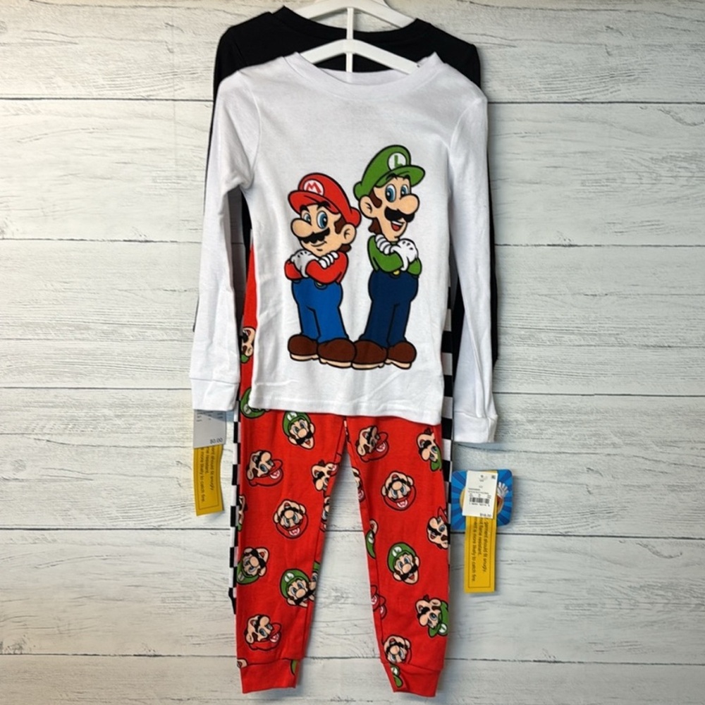 2 x Super Mario Nintendo Kids Pajama Set NWT 4T